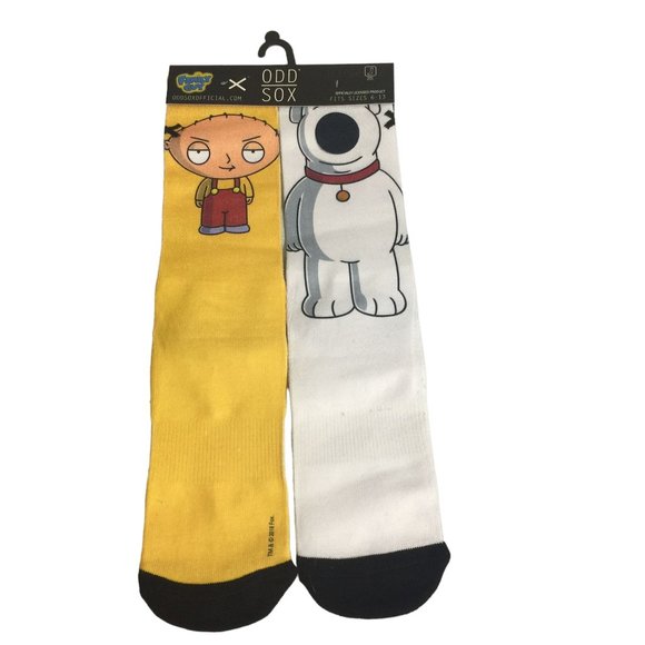 ODD SOX Family Guy Men's Crew Socks Stewie Brian Size 6-13 - Picture 1 of 3